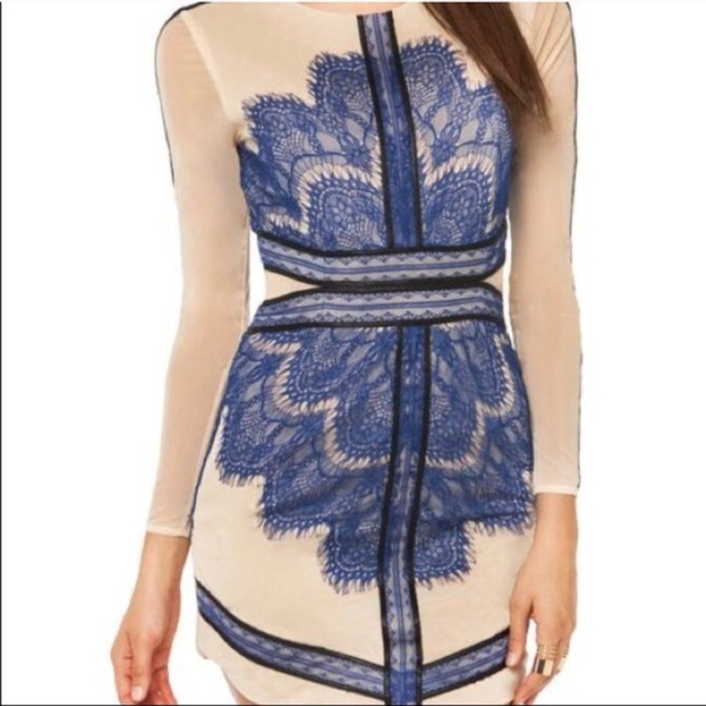 Snidel Designer Cobalt Blue Lace Cocktail Dress S